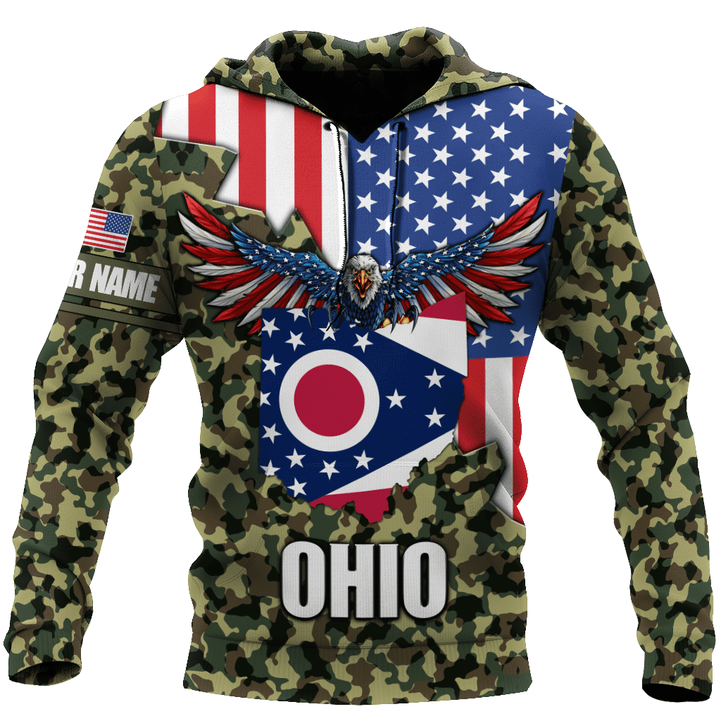 American Ohio Personalize D Over Printed Unisex Deluxe Hoodie ML