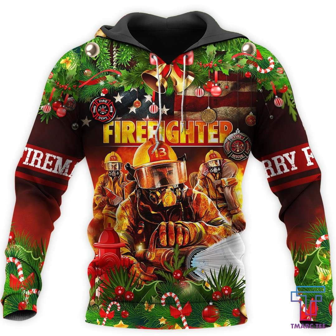 CHRISTMAS FIREFIGHTER D ALL OVER PRINTED SHIRTS MP