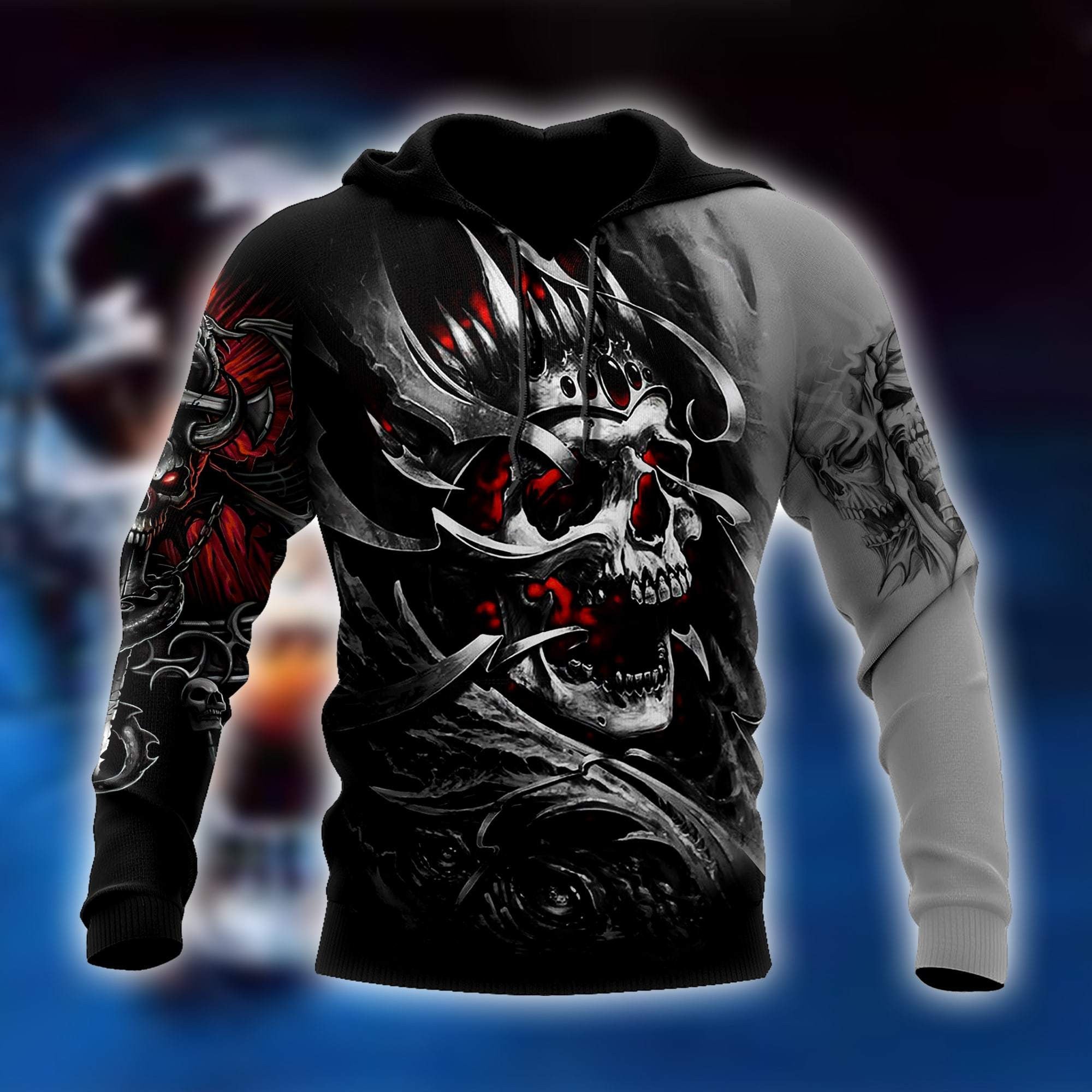 Amazing Skull All Over Printed Hoodie For Men And Women MEI