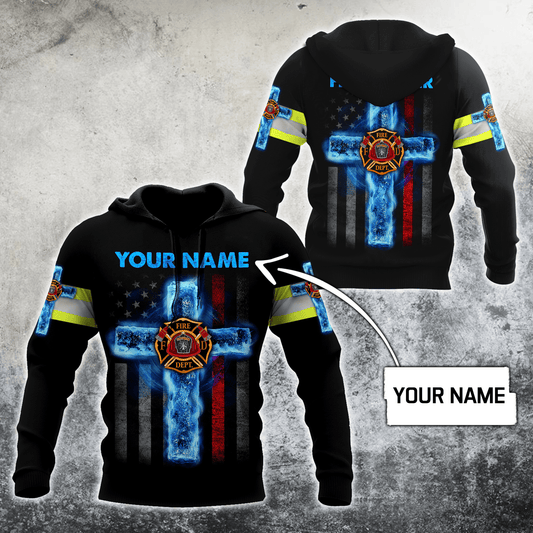 Customize Name Jesus And Firefighter D All Printed Hoodie For Men And Women MH