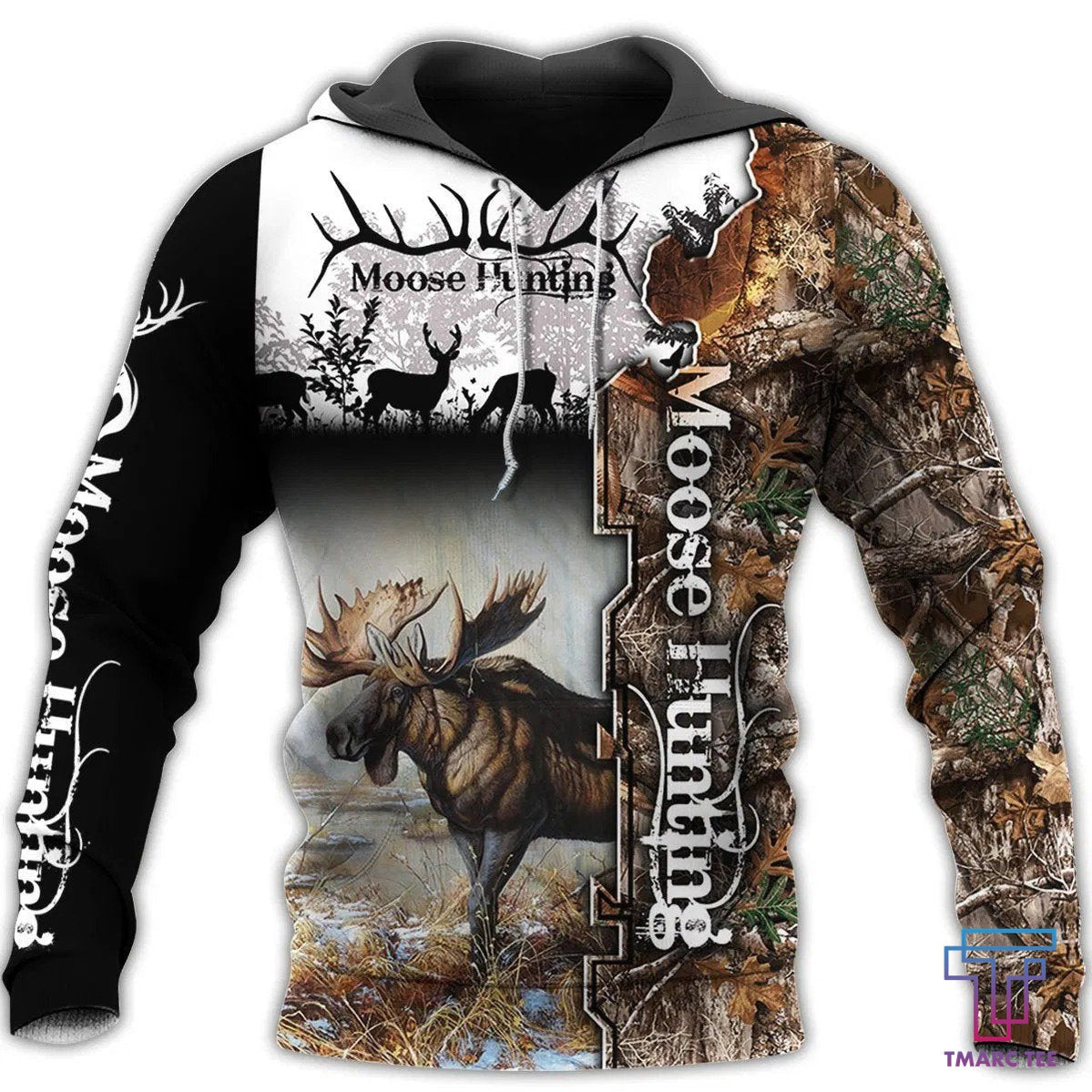 Camo Moose Hunting Hoodie T-Shirt Sweatshirt for Men and Women NM