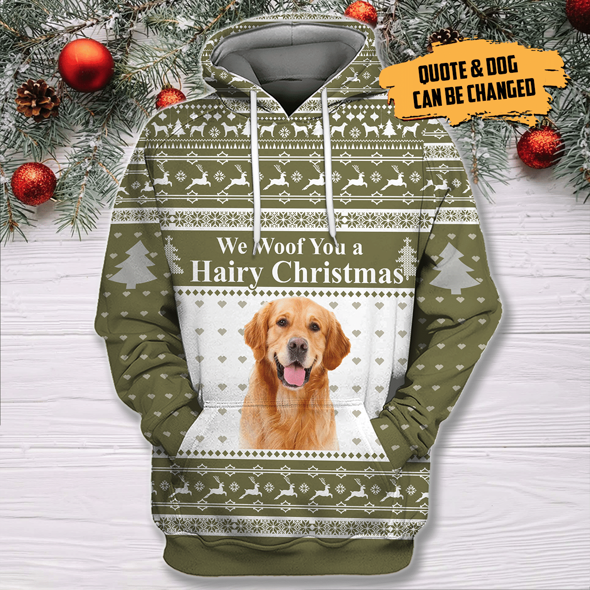 We Wolf You A Hairy Christmas Personalized D All Over Print Hoodie, Christmas Gifts For Dog Lover