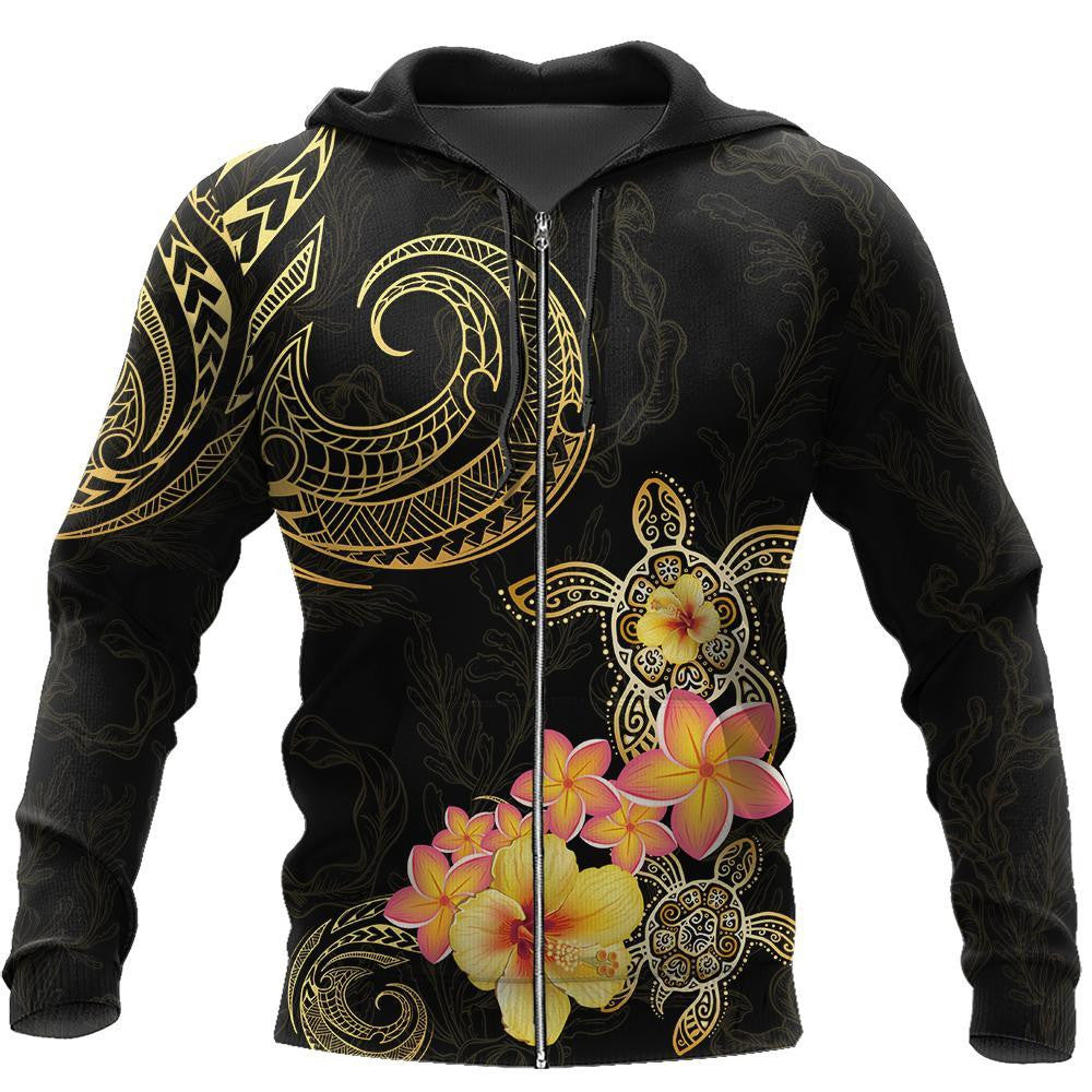 Amazing Polynesian Tattoo Turtle Hibiscus Frangipani Hoodie ML