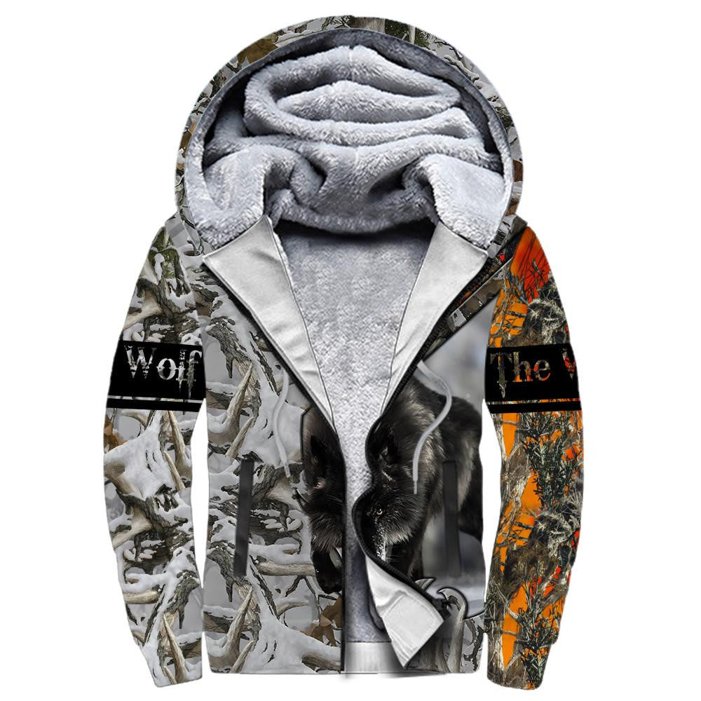 Black Wolf Camo All Over Printed Unisex Hoodie ML