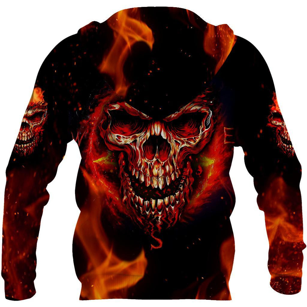 Angry Skulls On Fire Art Hoodie For Men And Women TQH