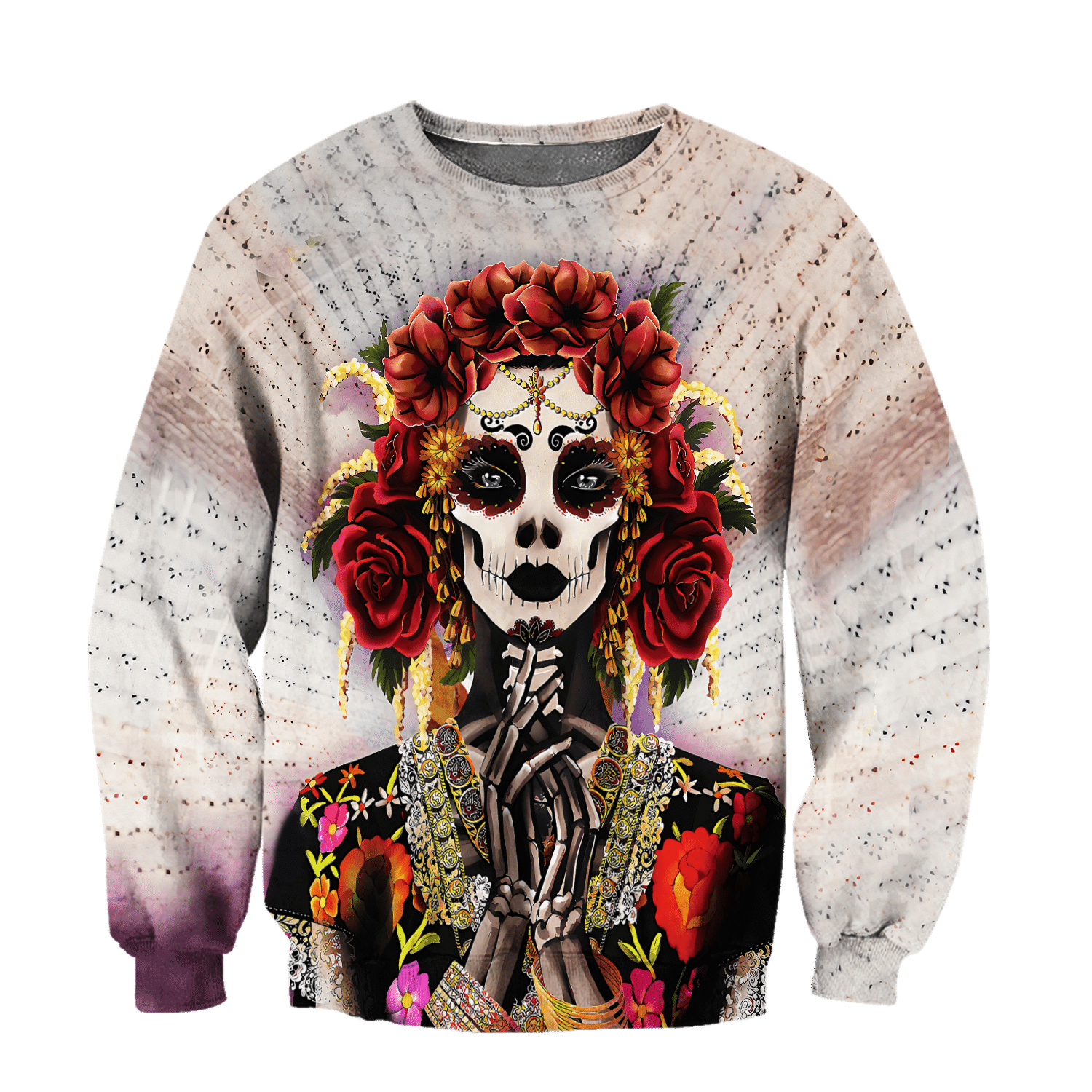 All Over Printed Day Of The Dead Catrina Hoodie -MEI