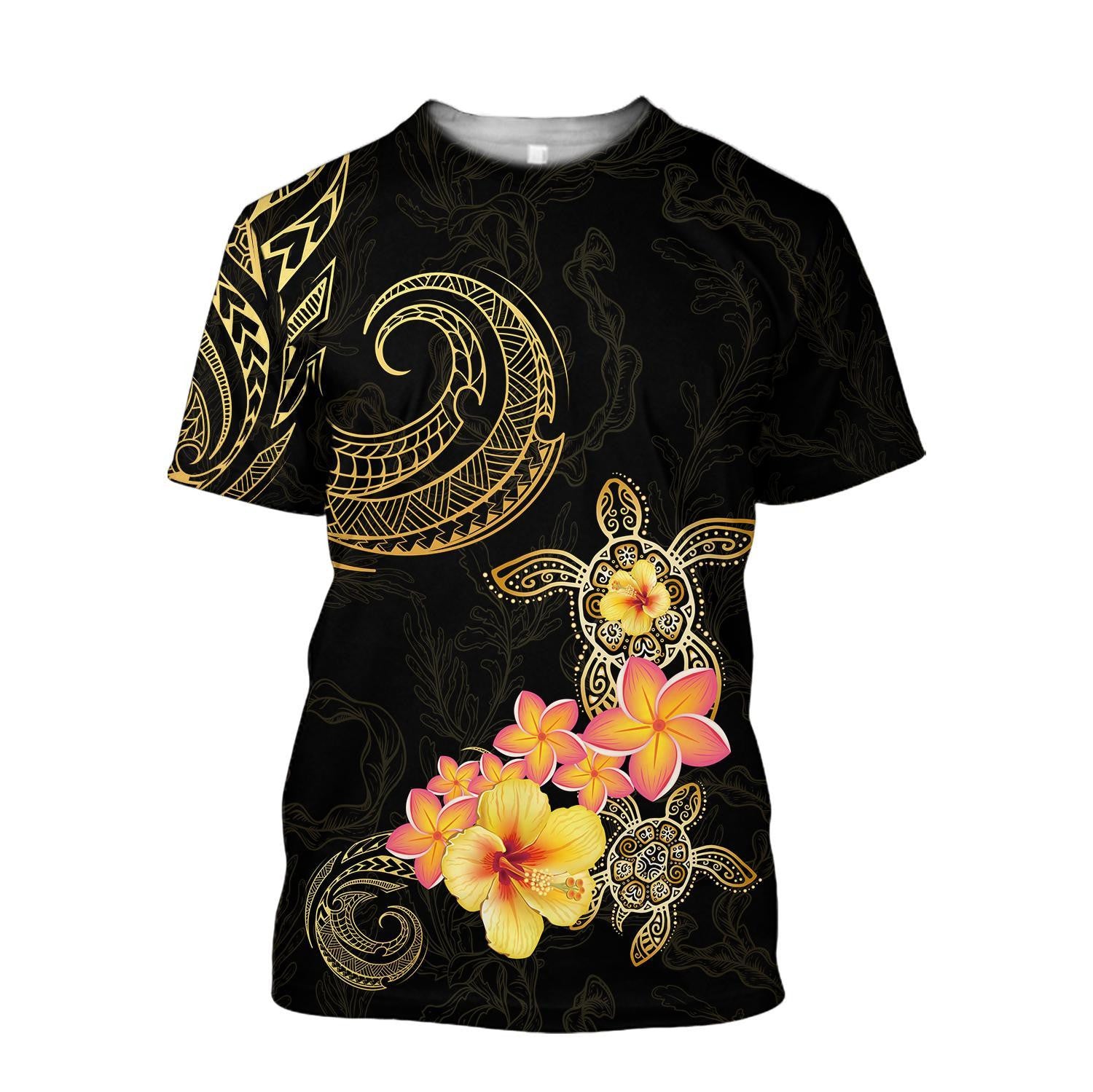 Amazing Polynesian Tattoo Turtle Hibiscus Frangipani Hoodie ML