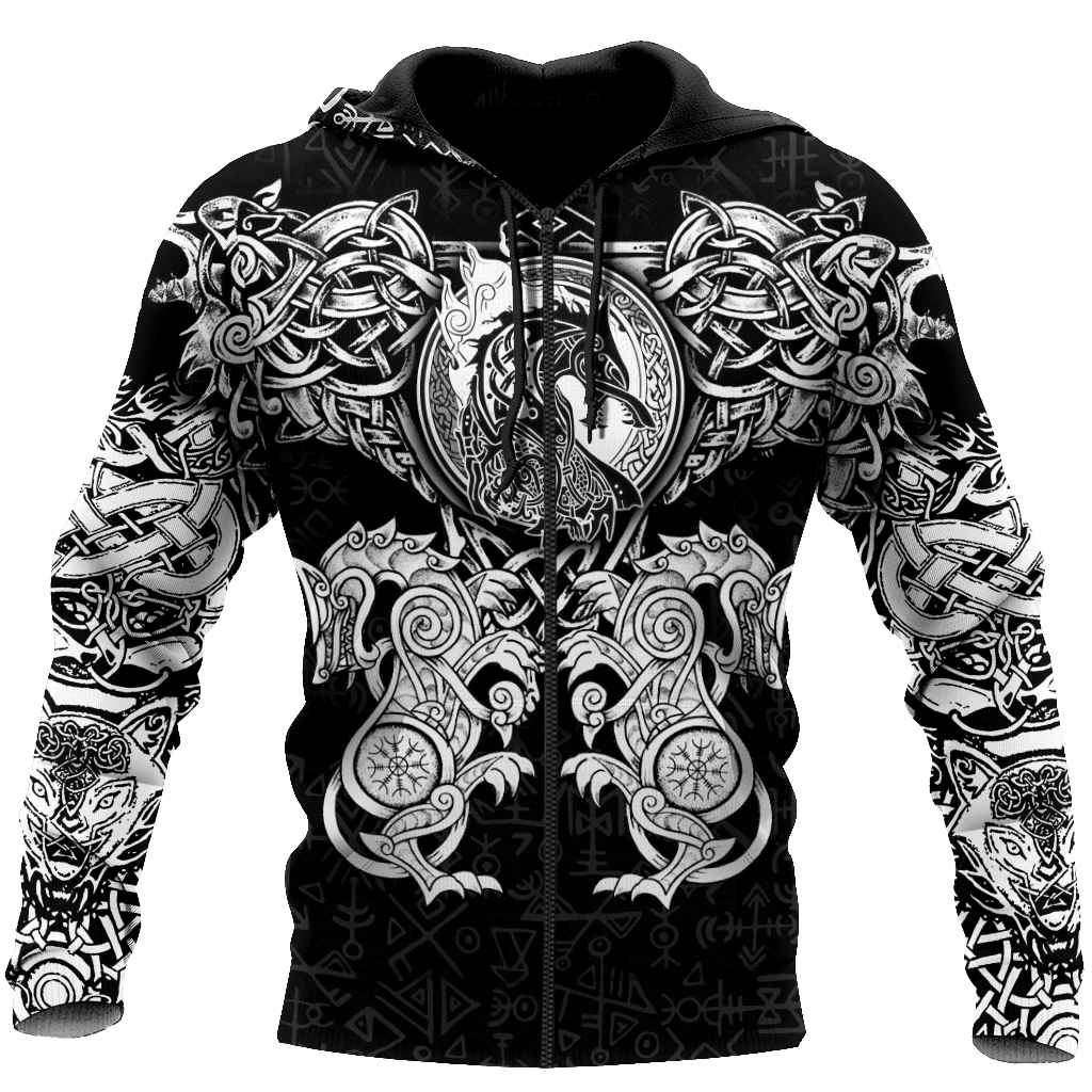 All Over Printed Viking Wolf Hoodie HTT-MEI