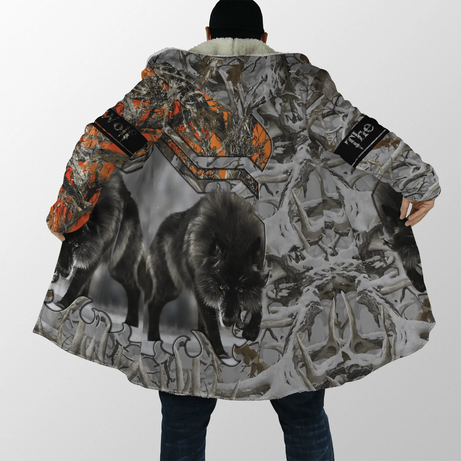 Black Wolf Camo All Over Printed Unisex Hoodie ML