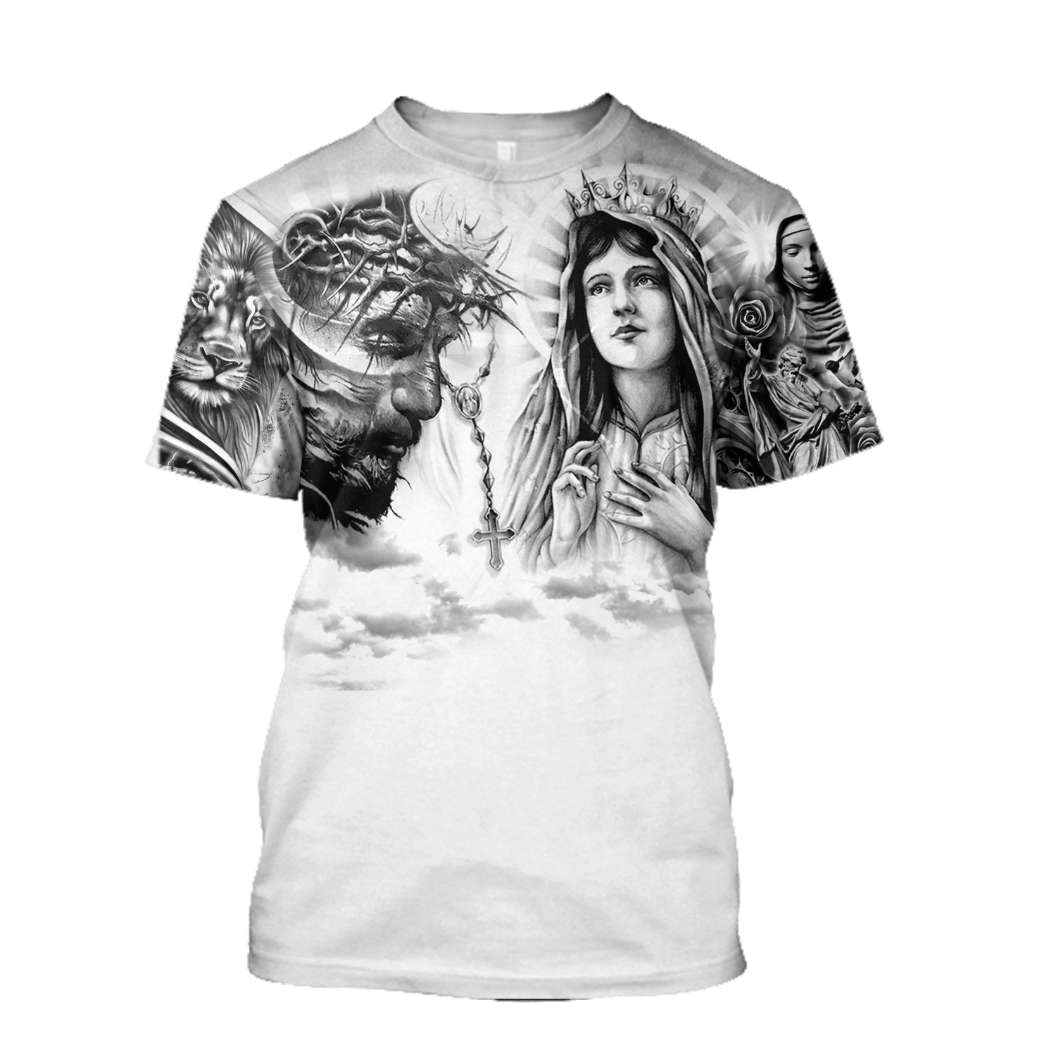 Jesus Christ and Maria Tattoo Printed Hoodie, T-Shirt for Men and Women