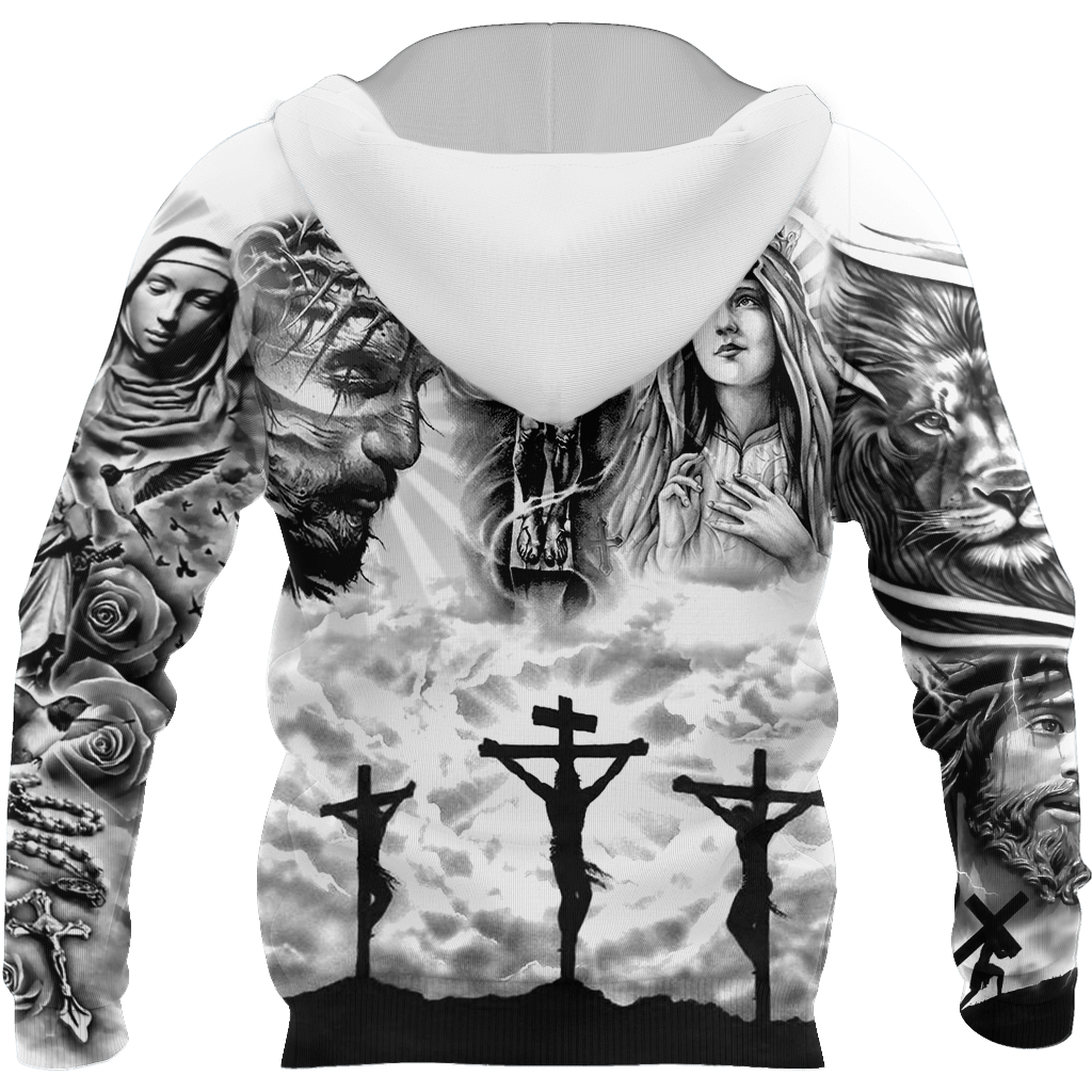 Jesus Christ and Maria Tattoo Printed Hoodie, T-Shirt for Men and Women