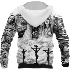 Jesus Christ and Maria Tattoo Printed Hoodie, T-Shirt for Men and Women