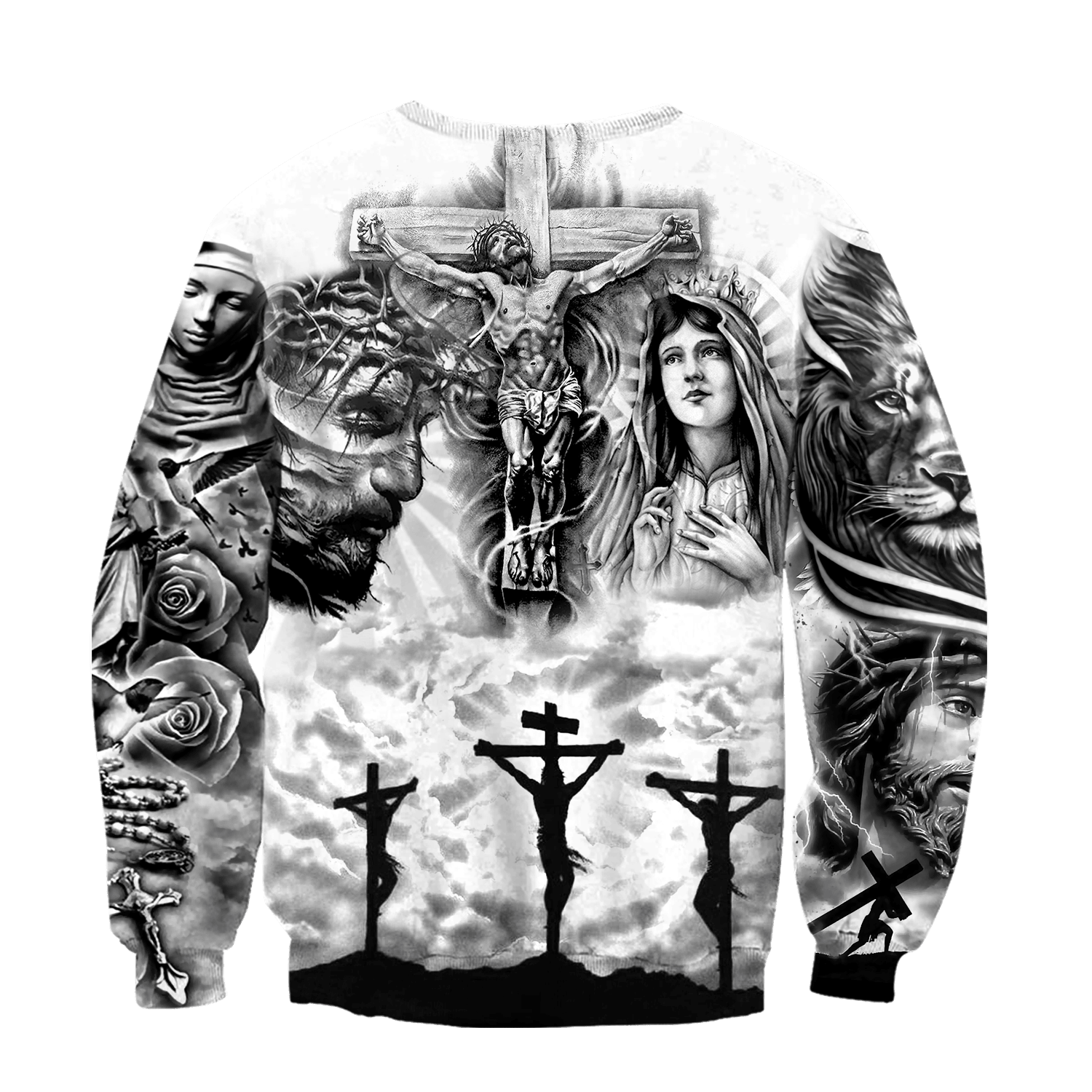 Jesus Christ and Maria Tattoo Printed Hoodie, T-Shirt for Men and Women