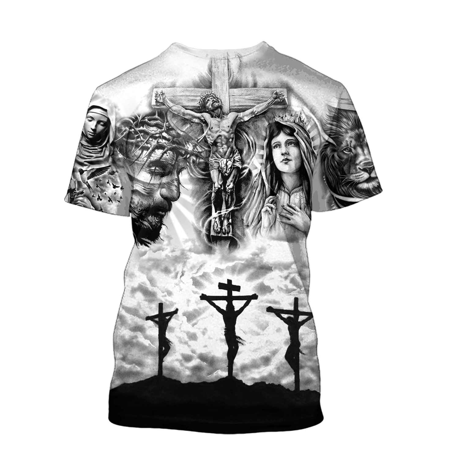 Jesus Christ and Maria Tattoo Printed Hoodie, T-Shirt for Men and Women