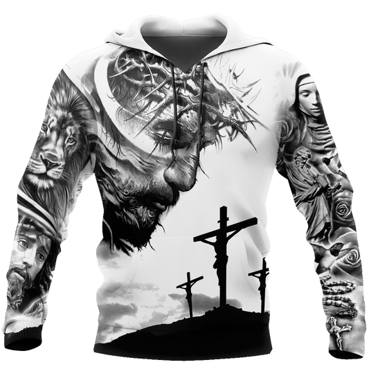 Jesus Christ with God Tattoo Printed Hoodie, T-Shirt for Men and Women