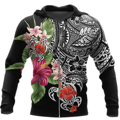 Amazing Polynesian Tattoo & Hibiscus Hoodie Tshirt for Men and Women-ML