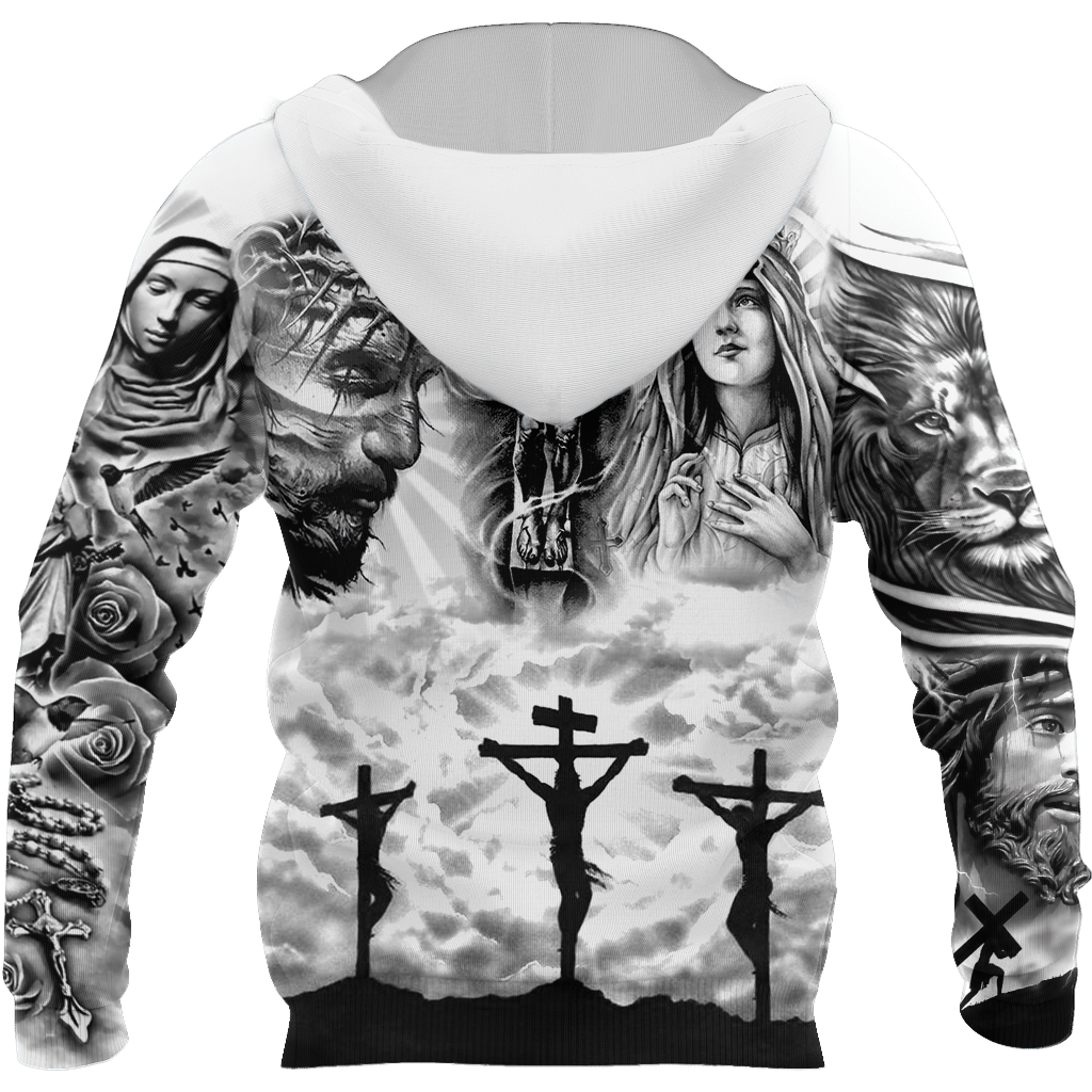 Jesus Christ with God Tattoo Printed Hoodie, T-Shirt for Men and Women