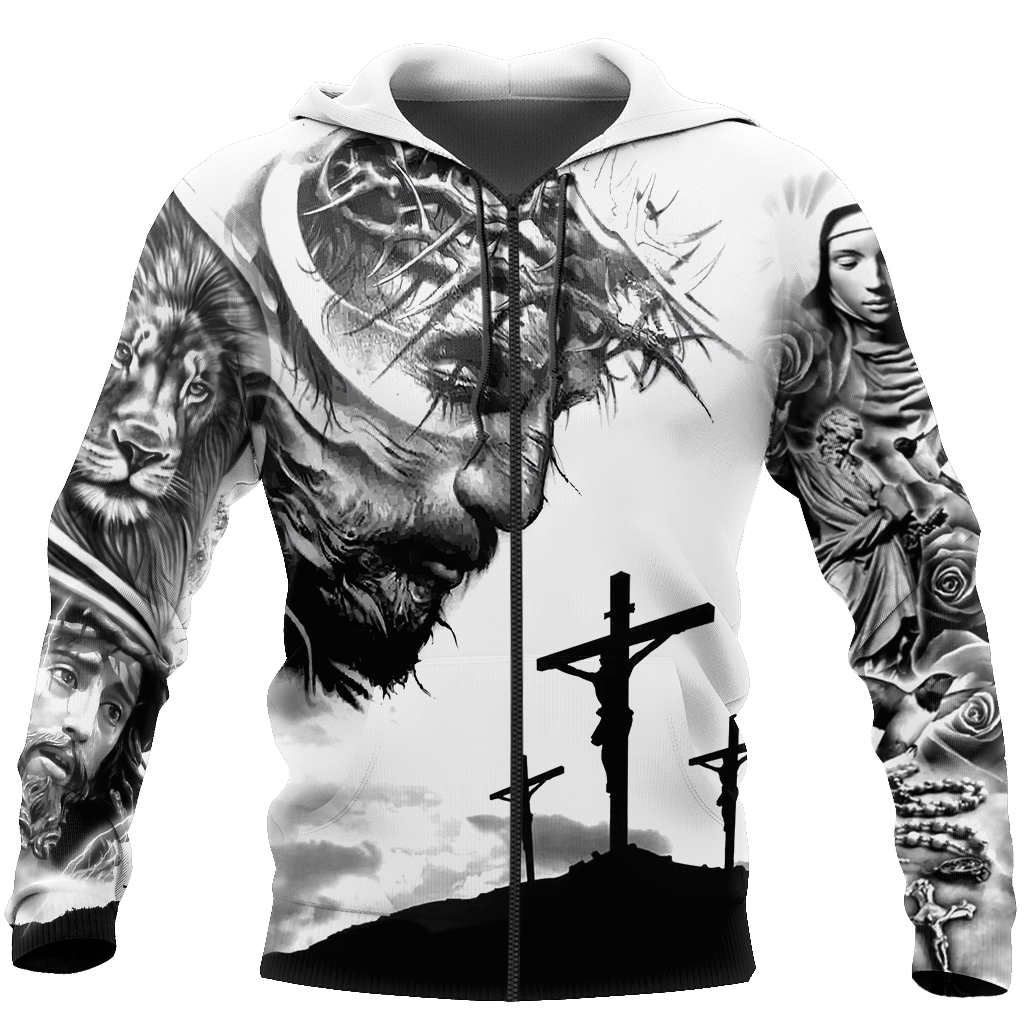 Jesus Christ with God Tattoo Printed Hoodie, T-Shirt for Men and Women