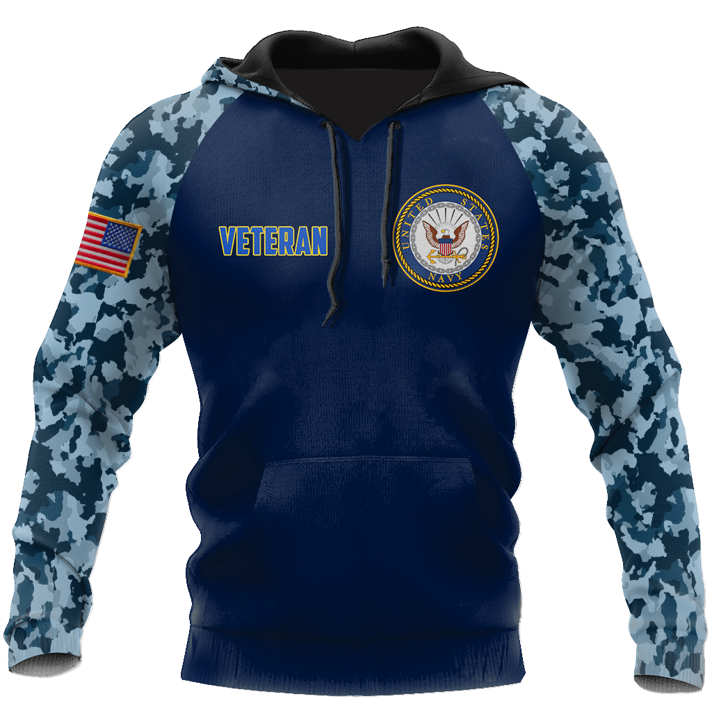 All Over Printed Navy Veteran Hoodie TR-MEI