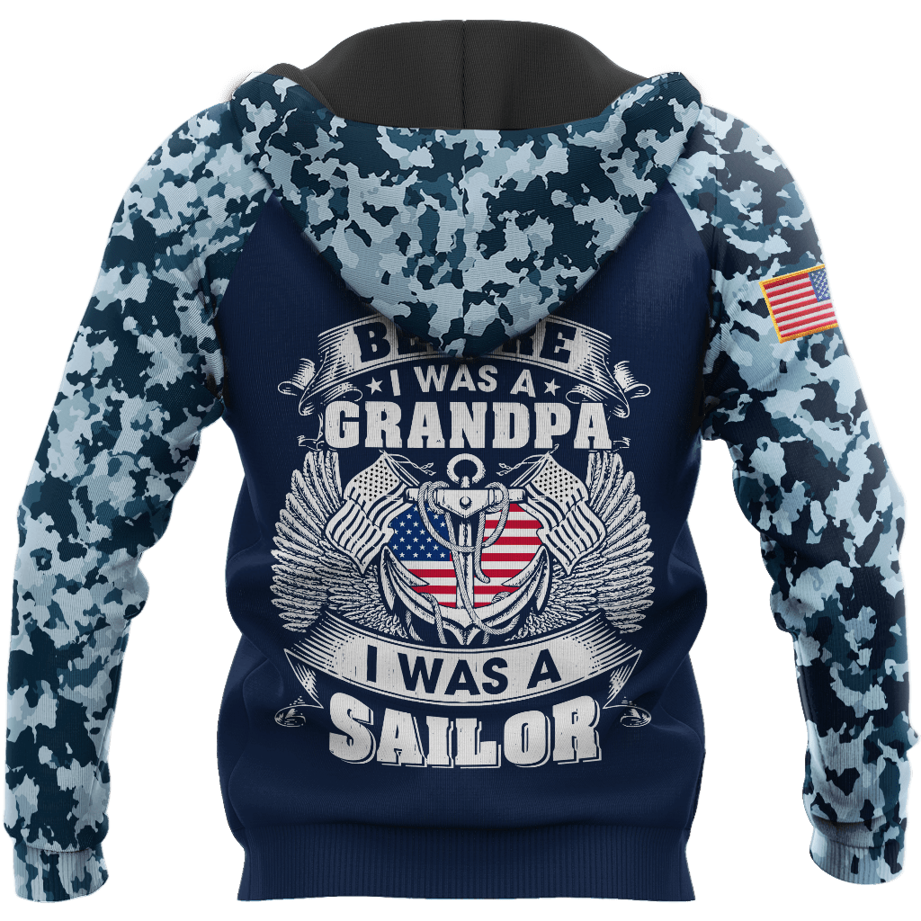 All Over Printed Navy Veteran Hoodie TR-MEI