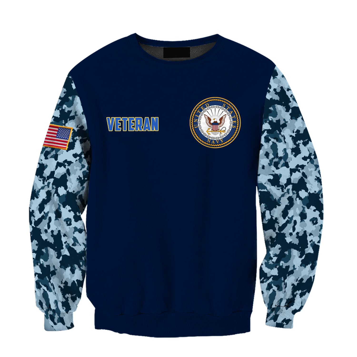 All Over Printed Navy Veteran Hoodie TR-MEI