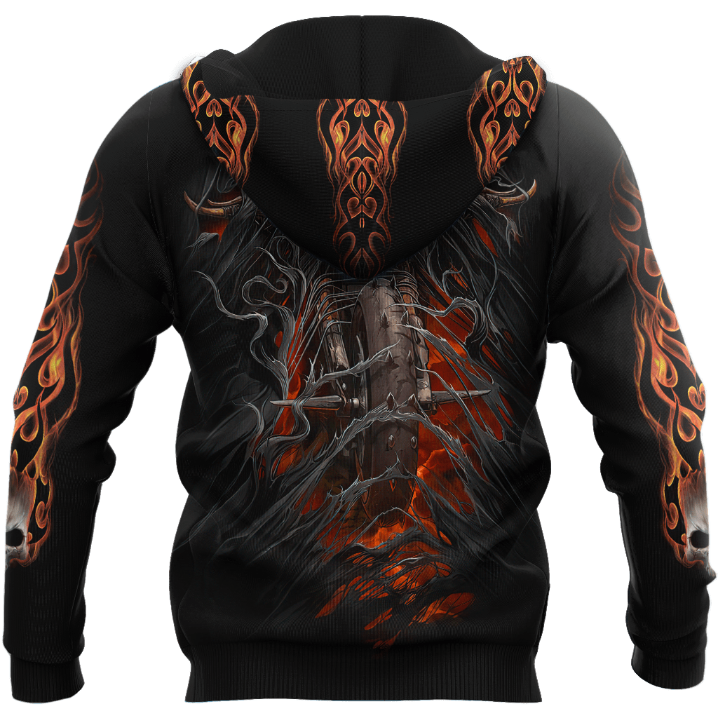 Fire Biker Skull Hoodie For Men And Women TNA