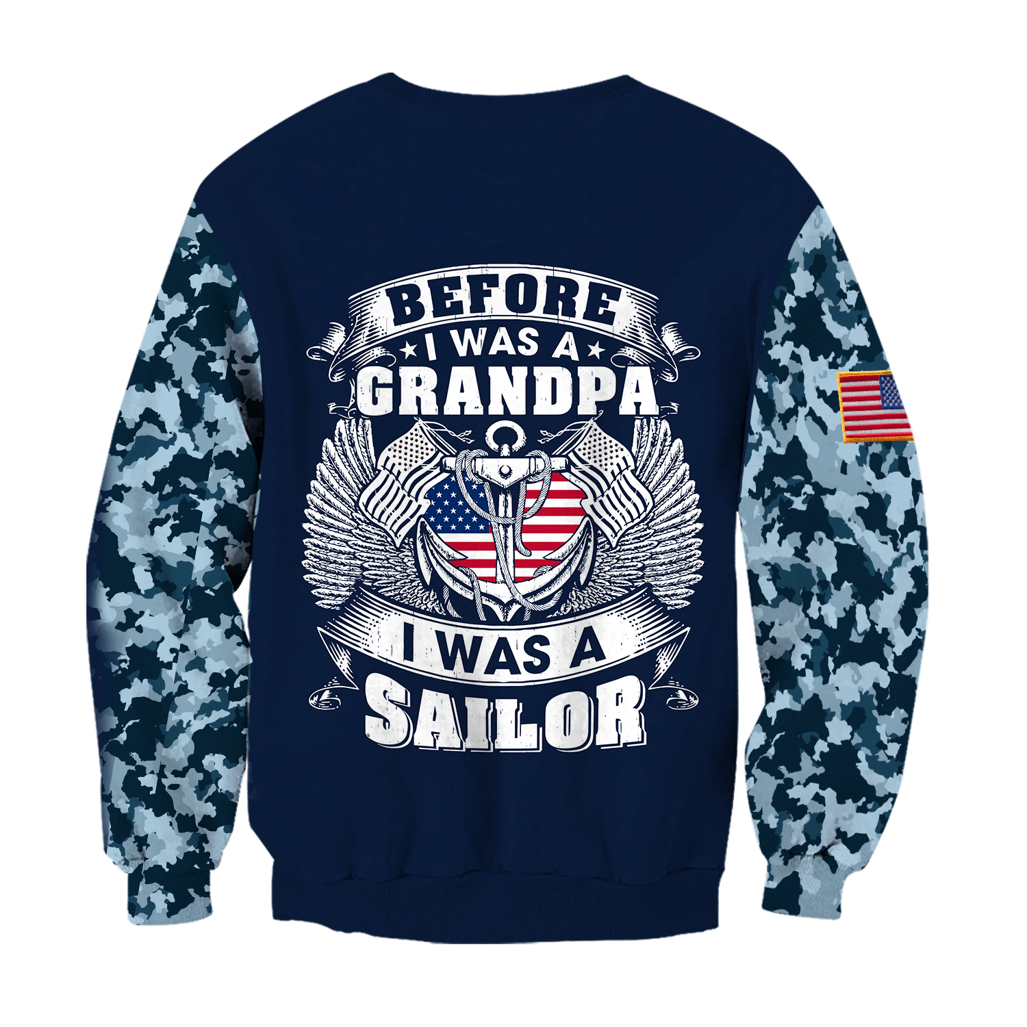 All Over Printed Navy Veteran Hoodie TR-MEI