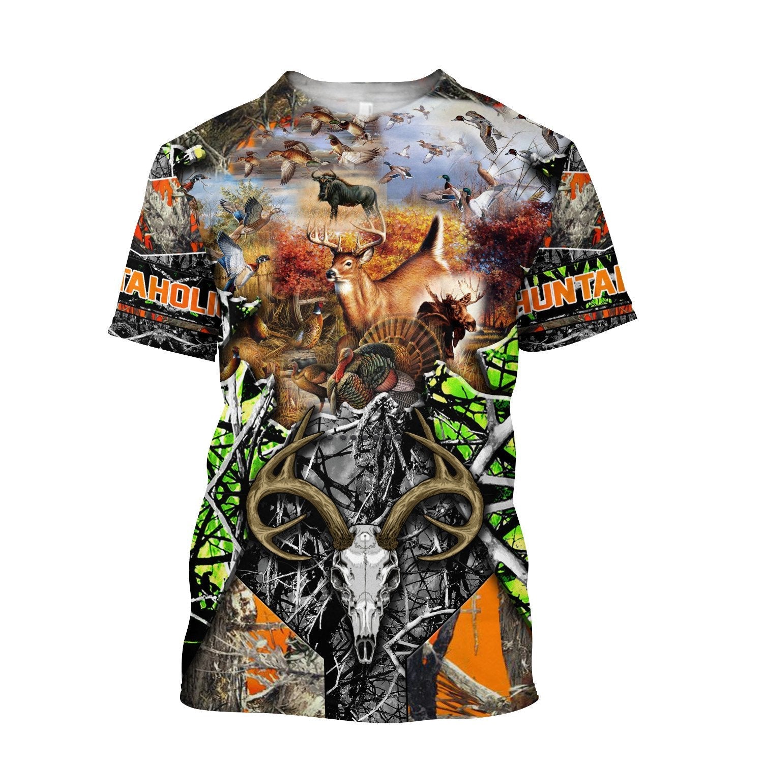 Huntaholic Hunting Camo Over Printed Unisex Deluxe Hoodie ML