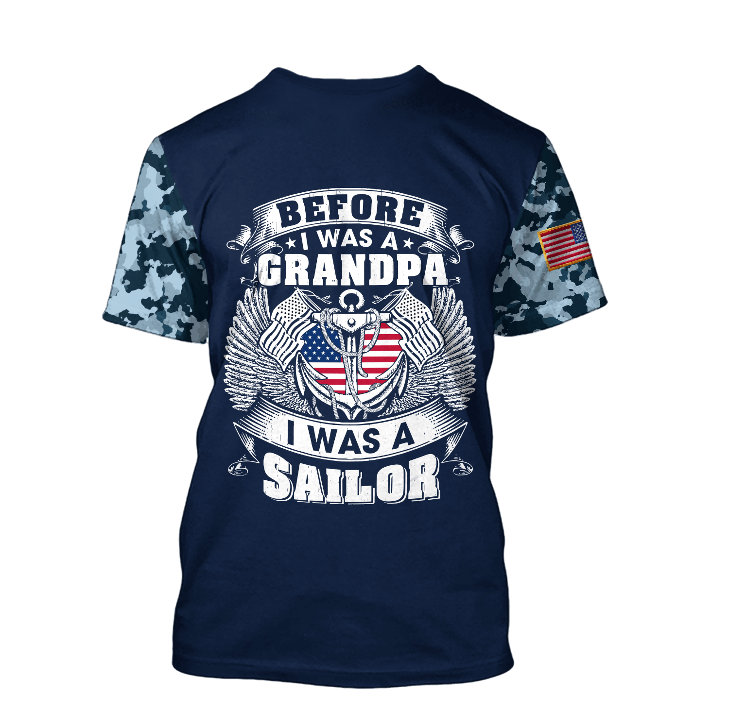 All Over Printed Navy Veteran Hoodie TR-MEI