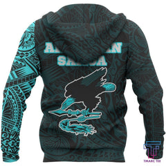 American Samoa In My Heart Polynesian Hoodie Blue PL