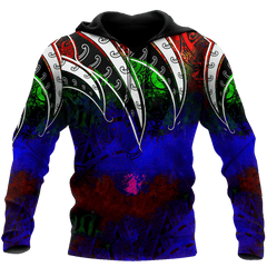 Amazing Polynesian Tattoo And Color Unisex Deluxe Hoodie ML