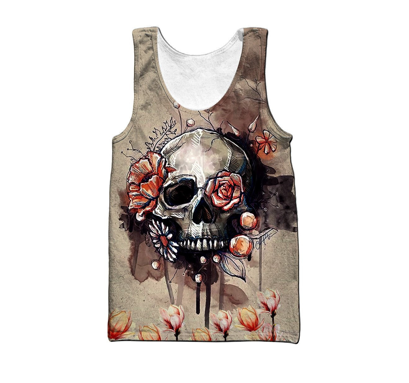 Skull And Flowers Art Hoodie For Men And Women TNA