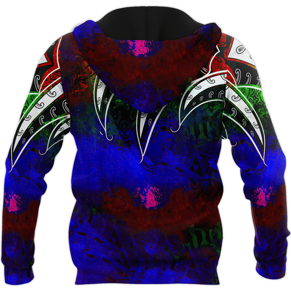 Amazing Polynesian Tattoo And Color Unisex Deluxe Hoodie ML