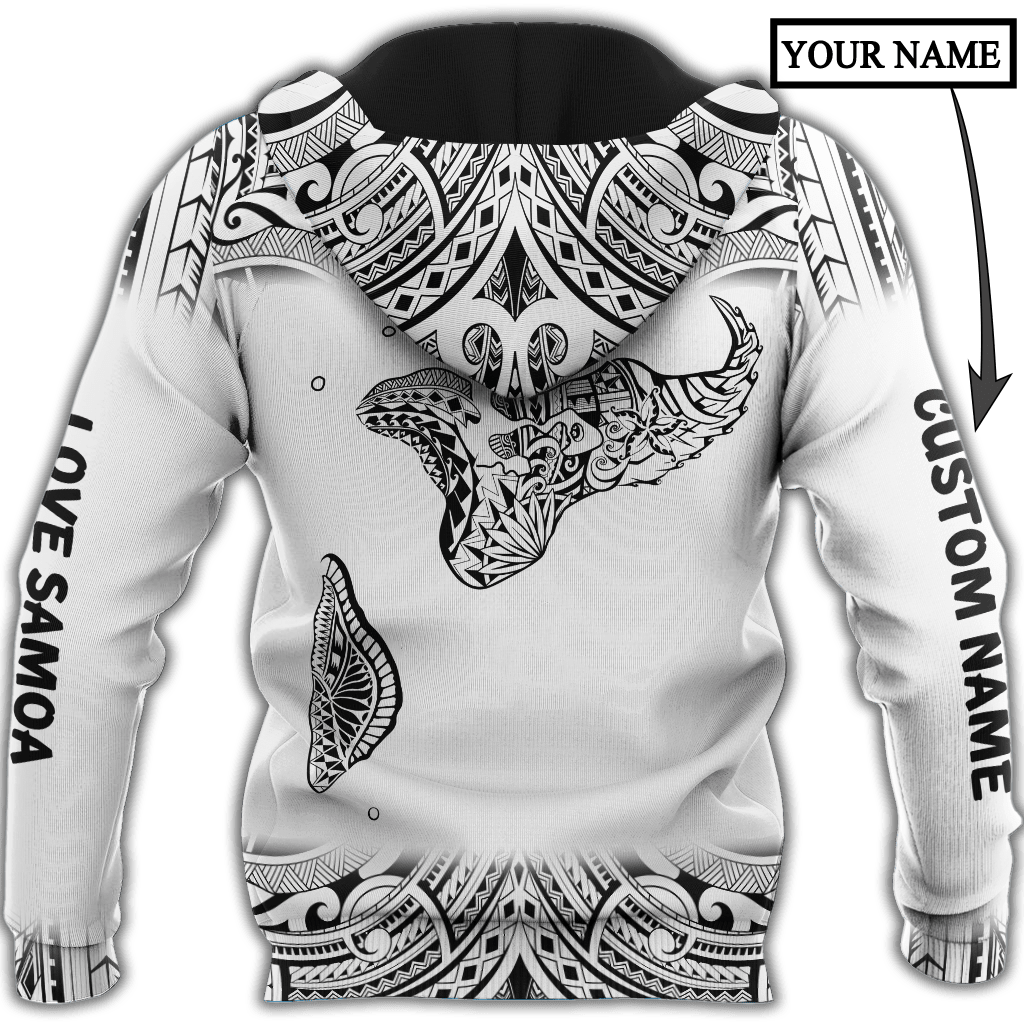 Amazing Polynesian Personalized Samoa Map Tattoo Unisex Deluxe Hoodie ML