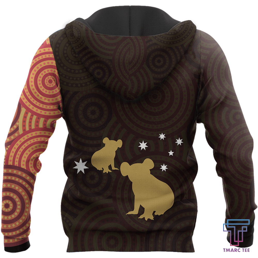 Australia In My Heart Aboriginal Tattoo Koala Hoodie Yellow AZ