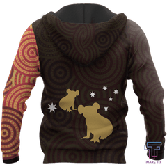 Australia In My Heart Aboriginal Tattoo Koala Hoodie Yellow AZ