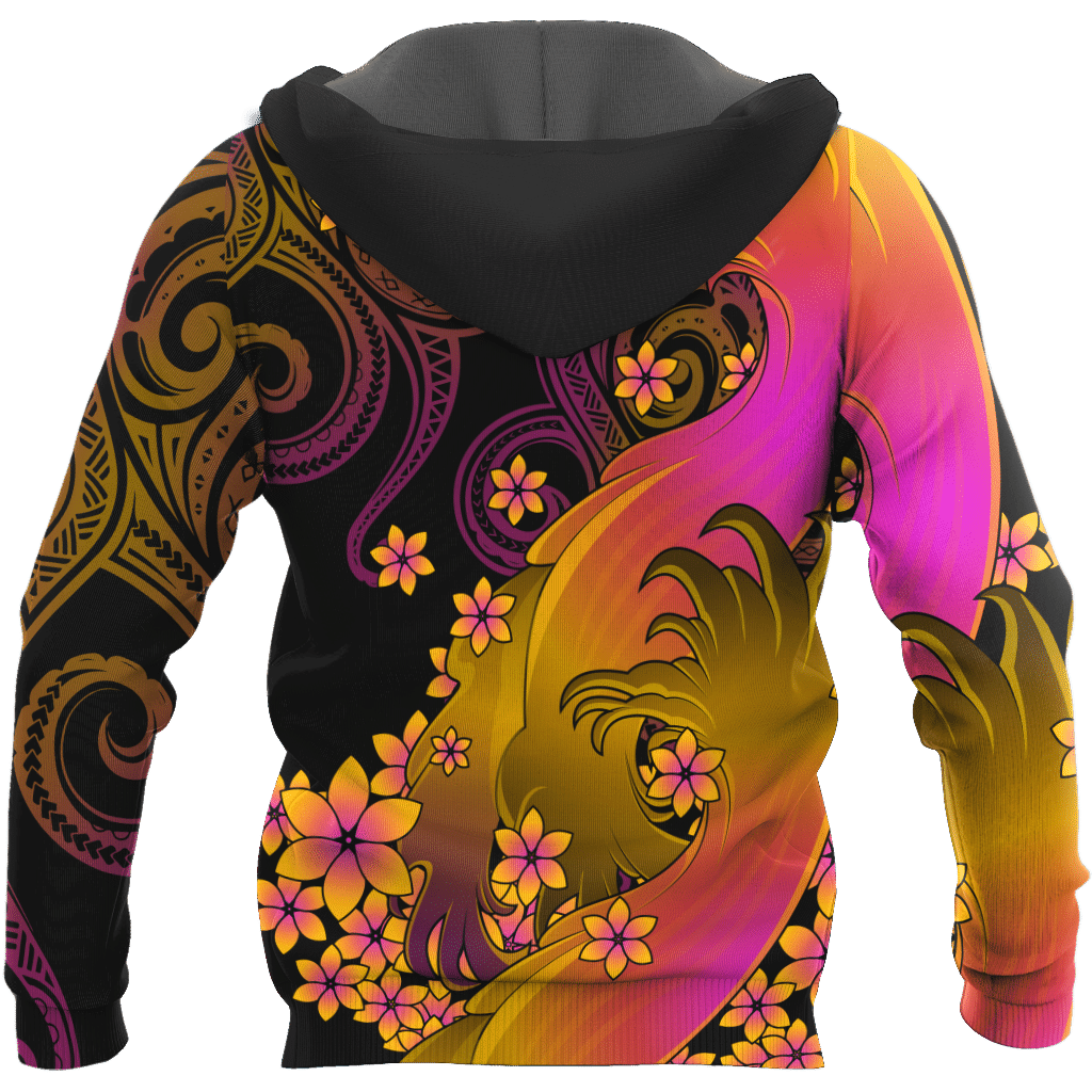 Amazing Polynesian Personalized Wave And Frangipani Unisex Deluxe Hoodie ML