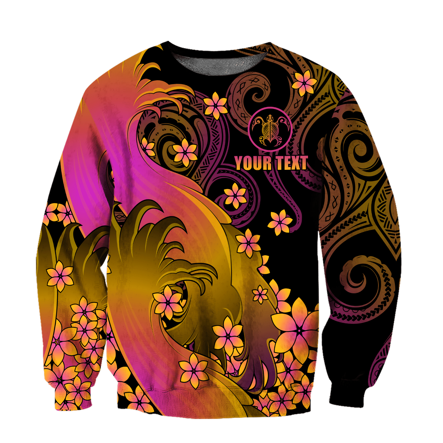 Amazing Polynesian Personalized Wave And Frangipani Unisex Deluxe Hoodie ML