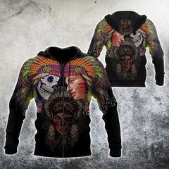 Native Girl And Skull Hoodie For Men And Women MHHHJJ