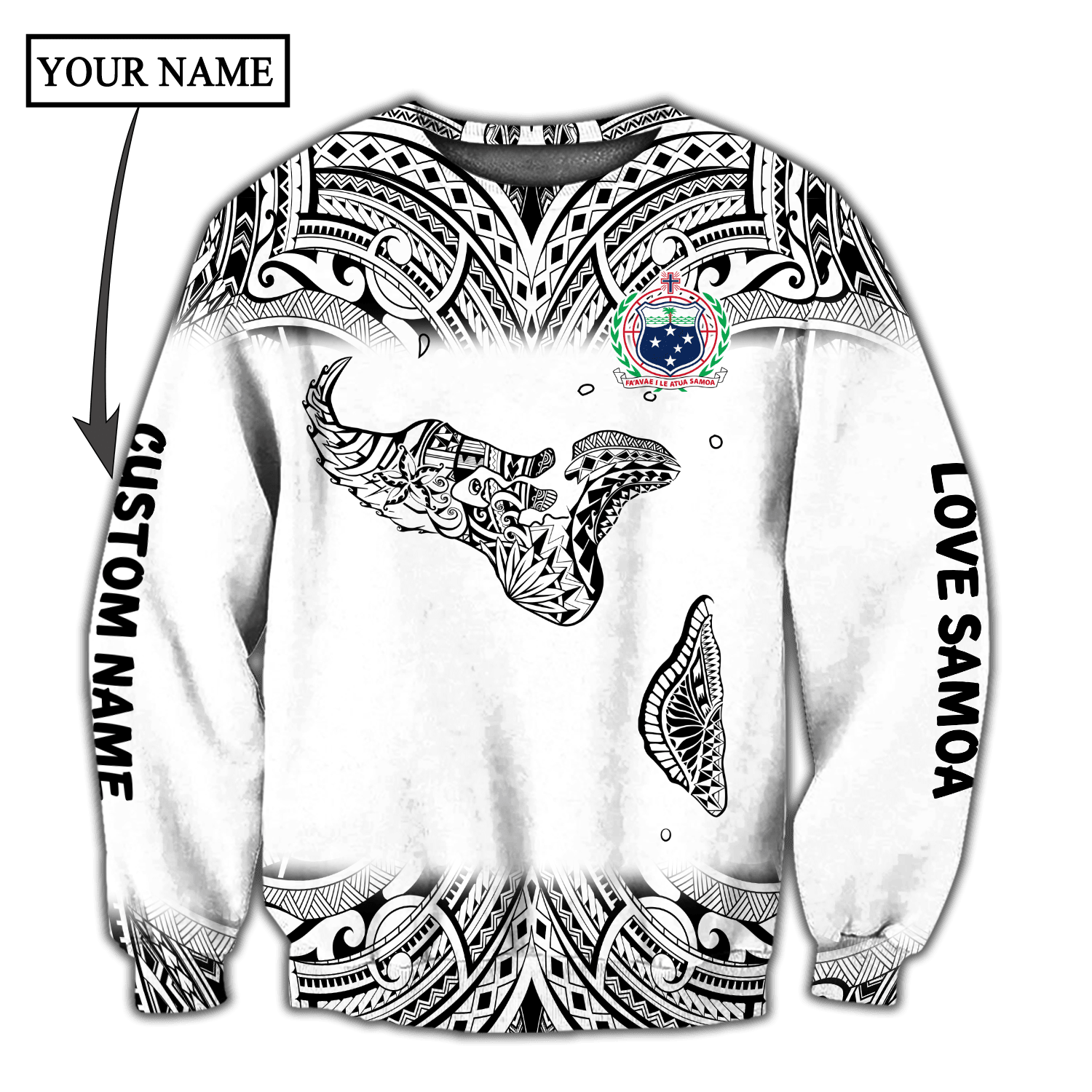 Amazing Polynesian Personalized Samoa Map Tattoo Unisex Deluxe Hoodie ML