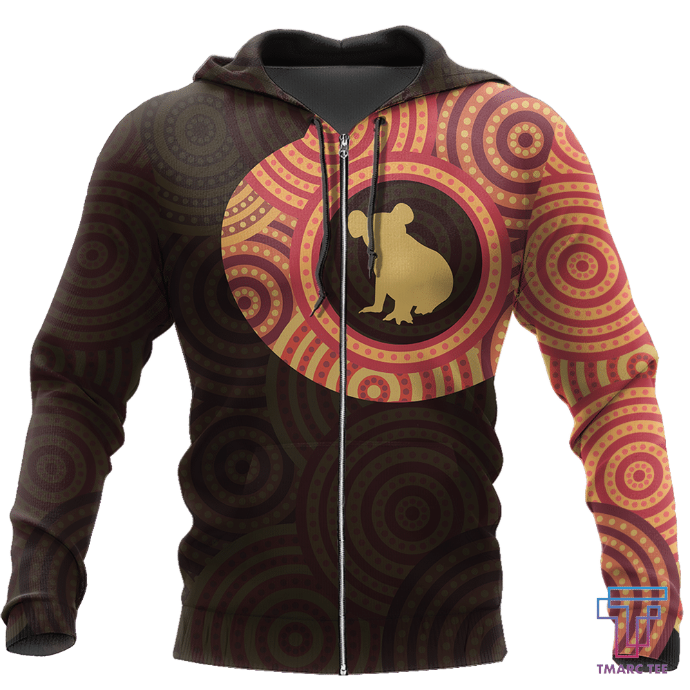 Australia In My Heart Aboriginal Tattoo Koala Hoodie Yellow AZ