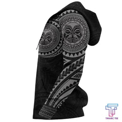 Polynesian Tiki Face? Tattoo Style Hoodie Gray NVD