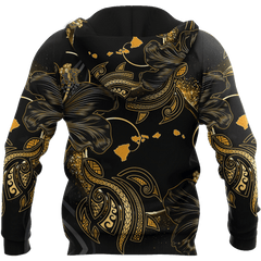 Amazing Polynesian Hawaii Turtle Golden Tattoo Unisex Deluxe Hoodie ML