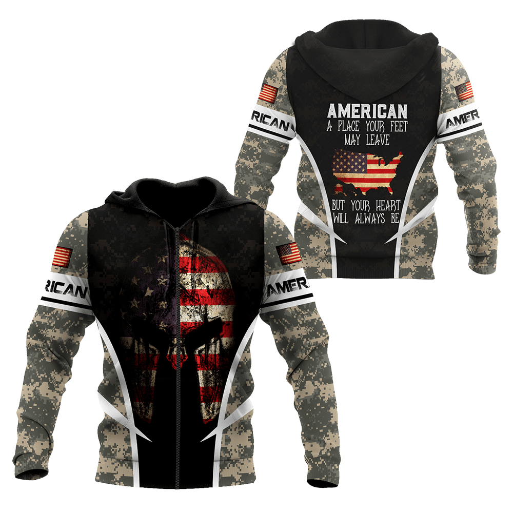 American D Over Printed Unisex Deluxe Hoodie ML MH