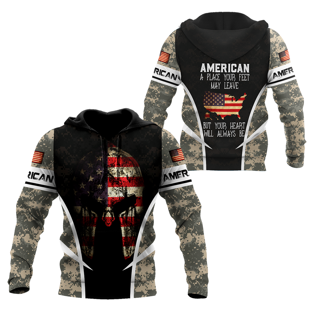 American D Over Printed Unisex Deluxe Hoodie ML MH