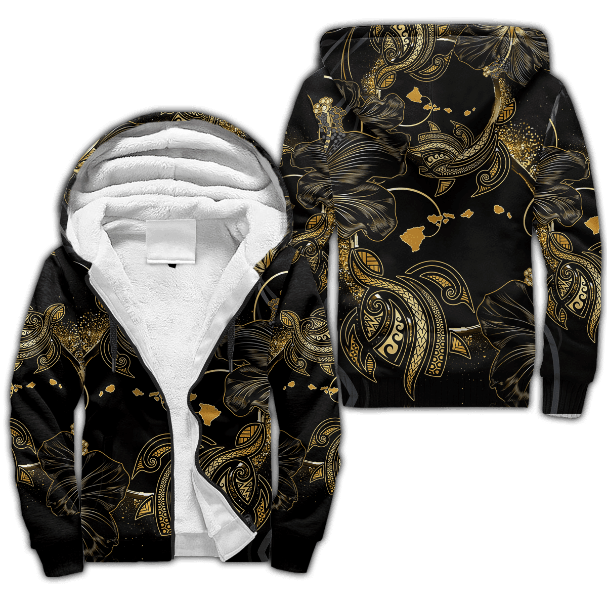 Amazing Polynesian Hawaii Turtle Golden Tattoo Unisex Deluxe Hoodie ML