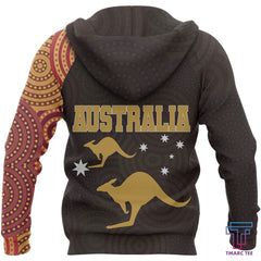 Australia In My Heart Aboriginal Tattoo Kangaroo Hoodie Yellow NNK