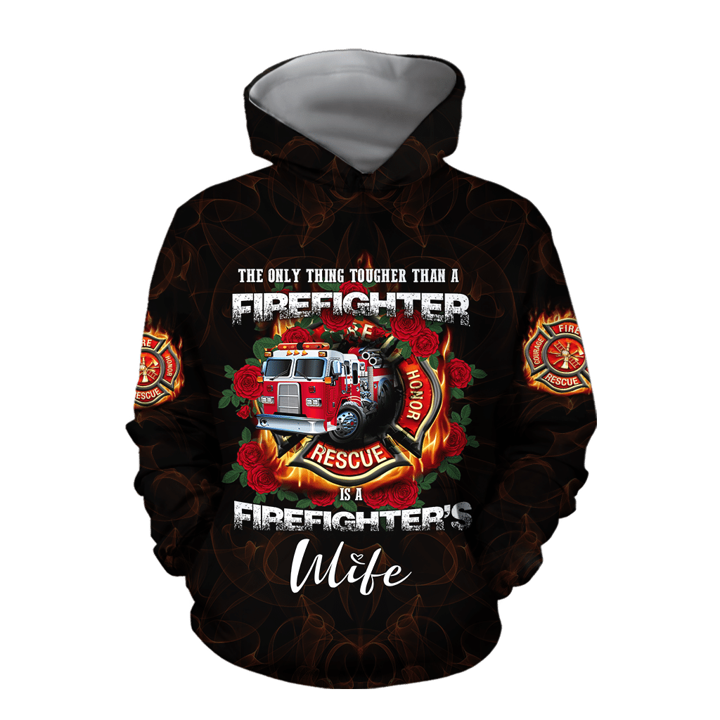 All Over Printed Firefighter's Wife Hoodie DA-MEI