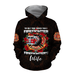 All Over Printed Firefighter's Wife Hoodie DA-MEI