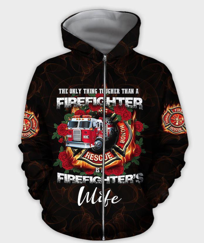 All Over Printed Firefighter's Wife Hoodie DA-MEI